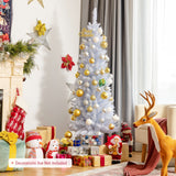 细长人造圣诞铅笔树，带 PVC 针和折叠金属支架 - 5 英尺 Slim Artificial Christmas Pencil Tree with PVC Needles and Folding Metal Stand-5'