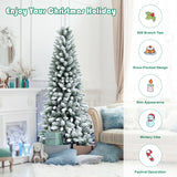 雪花铰接混合尖端人造圣诞铅笔树 - 6.5 英尺 Snow-Flocked Hinged Artificial Christmas Pencil Tree with Mixed Tips-6.5 ft