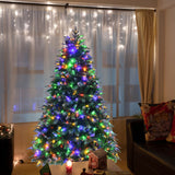 预亮雪圣诞铰链树，带闪光模式和多色灯 - 6 英尺 Pre-Lit Snowy Christmas Hinged Tree with Flash Modes and Multi-Color Lights-6 ft