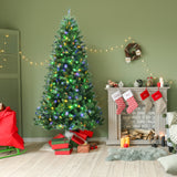 带遥控变色 LED 灯的人造铰链圣诞树 - 8' Artificial Hinged Christmas Tree with Remote-controlled Color-changing LED Lights-8'