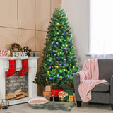 带遥控变色 LED 灯的人造铰链圣诞树 - 8' Artificial Hinged Christmas Tree with Remote-controlled Color-changing LED Lights-8'