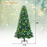 带遥控变色 LED 灯的人造铰链圣诞树 - 8' Artificial Hinged Christmas Tree with Remote-controlled Color-changing LED Lights-8'