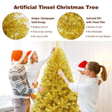 6/7.5 英尺人造金属丝圣诞树，铰接可折叠支架 - 7.5 英尺 6/7.5 Feet Artificial Tinsel Christmas Tree Hinged with Foldable Stand-7.5 ft