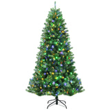 带遥控变色 LED 灯的人造铰链圣诞树 - 6' Artificial Hinged Christmas Tree with Remote-controlled Color-changing LED Lights-6'