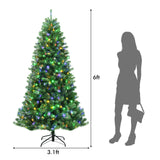 带遥控变色 LED 灯的人造铰链圣诞树 - 6' Artificial Hinged Christmas Tree with Remote-controlled Color-changing LED Lights-6'