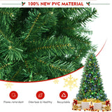 带遥控变色 LED 灯的人造铰链圣诞树 - 6' Artificial Hinged Christmas Tree with Remote-controlled Color-changing LED Lights-6'