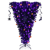 6 英尺倒置人造圣诞树，配有 270 颗紫色 LED 灯 6 Feet Upside Down Artificial Christmas Tree with 270 Purple LED lights