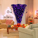 6 英尺倒置人造圣诞树，配有 270 颗紫色 LED 灯 6 Feet Upside Down Artificial Christmas Tree with 270 Purple LED lights