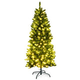 5 英尺 PVC 铰链预亮人造杉木铅笔圣诞树，带 150 盏灯 - 5 英尺 5 Feet PVC Hinged Pre-Lit Artificial Fir Pencil Christmas Tree with 150 Lights-5 ft