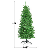 5 英尺 PVC 铰链预亮人造杉木铅笔圣诞树，带 150 盏灯 - 5 英尺 5 Feet PVC Hinged Pre-Lit Artificial Fir Pencil Christmas Tree with 150 Lights-5 ft