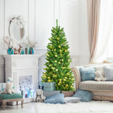 5 英尺 PVC 铰链预亮人造杉木铅笔圣诞树，带 150 盏灯 - 5 英尺 5 Feet PVC Hinged Pre-Lit Artificial Fir Pencil Christmas Tree with 150 Lights-5 ft