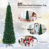 PVC 人造细铅笔圣诞树 - 8 英尺 PVC Artificial Slim Pencil Christmas Tree-8 Feet