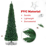 PVC 人造细铅笔圣诞树 - 7 英尺 PVC Artificial Slim Pencil Christmas Tree-7'