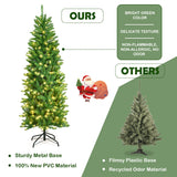 6 英尺 PVC 铰链预亮人造杉木铅笔圣诞树，带 150 盏灯 - 6 英尺 6 Feet PVC Hinged Pre-lit Artificial Fir Pencil Christmas Tree with 150 Lights-6 ft