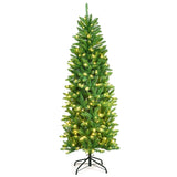 6 英尺 PVC 铰链预亮人造杉木铅笔圣诞树，带 150 盏灯 - 6 英尺 6 Feet PVC Hinged Pre-lit Artificial Fir Pencil Christmas Tree with 150 Lights-6 ft