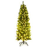 6 英尺 PVC 铰链预亮人造杉木铅笔圣诞树，带 150 盏灯 - 6 英尺 6 Feet PVC Hinged Pre-lit Artificial Fir Pencil Christmas Tree with 150 Lights-6 ft