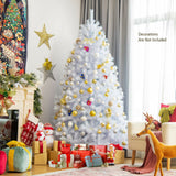 7 英尺白色虹彩金属丝人造圣诞树，带金属支架 7 Feet White Iridescent Tinsel Artificialâ€‚Christmas Tree with Metal Stand