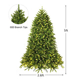 带 LED 灯的优质铰接人造杉木圣诞树 - 5 英尺 Premium Hinged Artificial Fir Christmas Tree with LED Lights-5 ft