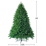 6 英尺不发光人造圣诞树，带 1250 个树枝尖 6 Feet Unlit Artificial Christmas Tree with 1250 Branch Tips