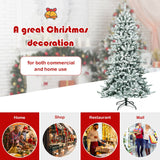 7 英尺雪植纤细人造圣诞枞树 7 Feet Snow Flocked Slim Artificial Christmas Fir Tree