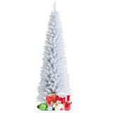 7 英尺不发光人造细长圣诞铅笔树带金属支架 7 Feet Unlit Artificial Slim Christmas Pencil Tree with Metal Stand