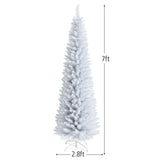 7 英尺不发光人造细长圣诞铅笔树带金属支架 7 Feet Unlit Artificial Slim Christmas Pencil Tree with Metal Stand