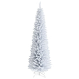 7 英尺不发光人造细长圣诞铅笔树带金属支架 7 Feet Unlit Artificial Slim Christmas Pencil Tree with Metal Stand