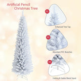 7 英尺不发光人造细长圣诞铅笔树带金属支架 7 Feet Unlit Artificial Slim Christmas Pencil Tree with Metal Stand