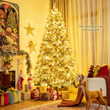 8 英尺预亮雪植绒圣诞树，带尖头和金属支架 - 8 英尺 8 Feet Pre-lit Snow Flocked Christmas Tree with Tips and Metal Stand-8 ft