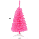 3 英尺优质人造圣诞迷你树，带支架-粉色 3 ft Premium Artificial Christmas Mini Tree with Stand-Pink