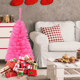 3 英尺优质人造圣诞迷你树，带支架-粉色 3 ft Premium Artificial Christmas Mini Tree with Stand-Pink