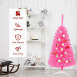 3 英尺优质人造圣诞迷你树，带支架-粉色 3 ft Premium Artificial Christmas Mini Tree with Stand-Pink