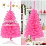 3 英尺优质人造圣诞迷你树，带支架-粉色 3 ft Premium Artificial Christmas Mini Tree with Stand-Pink