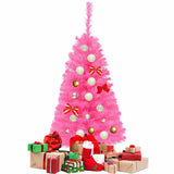 3 英尺优质人造圣诞迷你树，带支架-粉色 3 ft Premium Artificial Christmas Mini Tree with Stand-Pink