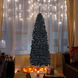 6 英尺不发光人造圣诞万圣节铅笔树黑色带金属支架 - 黑色 6 Feet Unlit Artificial Christmas Halloween Pencil Tree Black with Metal Stand-Black