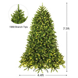 7.5 英尺人造杉木圣诞树，带 LED 灯和 1968 年树枝尖 7.5 Feet Artificial Fir Christmas Tree with LED Lights and 1968 Branch Tips