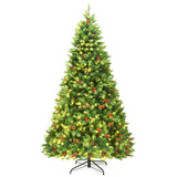 7.5 英尺预亮铰链圣诞树，配有 550 个 LED 灯和坚固的金属支架 7.5 Feet Pre-lit Hinged Christmas Tree with 550 LED Lights and Sturdy Metal Stand