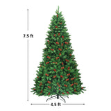 7.5 英尺预亮铰链圣诞树，配有 550 个 LED 灯和坚固的金属支架 7.5 Feet Pre-lit Hinged Christmas Tree with 550 LED Lights and Sturdy Metal Stand