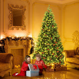 7.5 英尺预亮铰链圣诞树，配有 550 个 LED 灯和坚固的金属支架 7.5 Feet Pre-lit Hinged Christmas Tree with 550 LED Lights and Sturdy Metal Stand