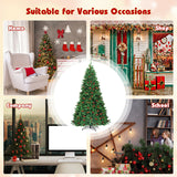 7.5 英尺预亮铰链圣诞树，配有 550 个 LED 灯和坚固的金属支架 7.5 Feet Pre-lit Hinged Christmas Tree with 550 LED Lights and Sturdy Metal Stand