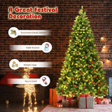 7.5 英尺预亮铰链圣诞树，配有 550 个 LED 灯和坚固的金属支架 7.5 Feet Pre-lit Hinged Christmas Tree with 550 LED Lights and Sturdy Metal Stand