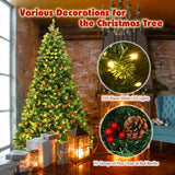 7.5 英尺预亮铰链圣诞树，配有 550 个 LED 灯和坚固的金属支架 7.5 Feet Pre-lit Hinged Christmas Tree with 550 LED Lights and Sturdy Metal Stand