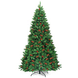 7.5 英尺预亮铰链圣诞树，配有 550 个 LED 灯和坚固的金属支架 7.5 Feet Pre-lit Hinged Christmas Tree with 550 LED Lights and Sturdy Metal Stand