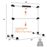 4 英尺便携式独立式稳定结构普拉提芭蕾舞杆带双舞杆 - 灰色 4 Feet Portable Freestanding Stable Construction Pilates Ballet Barre with Double Dance Bar-Gray