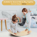 木质摇摆平衡板儿童带毛毡层-自然色 Wooden Wobble Balance Board Kids with Felt Layer-Natural