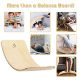 木质摇摆平衡板儿童带毛毡层-自然色 Wooden Wobble Balance Board Kids with Felt Layer-Natural