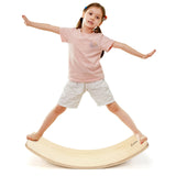 木质摇摆平衡板儿童带毛毡层-自然色 Wooden Wobble Balance Board Kids with Felt Layer-Natural