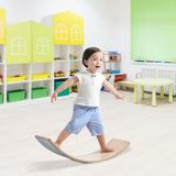 木质摇摆平衡板儿童带毛毡层-自然色 Wooden Wobble Balance Board Kids with Felt Layer-Natural