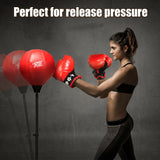 可调节高度的沙袋，带支架和拳击手套，适合成人和儿童 Adjustable Height Punching Bag with Stand Plus Boxing Gloves for Both Adults and Kids