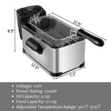 3.2 夸脱带定时器电动不锈钢油炸锅 3.2 Quart Electric Stainless Steel Deep Fryer with Timer